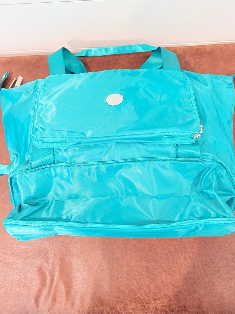 Joy Teal Nylon Travel Tote & Belt Bag Set Y2K Sportcore Coastalcore Vacation Gym - Picture 6 of 15